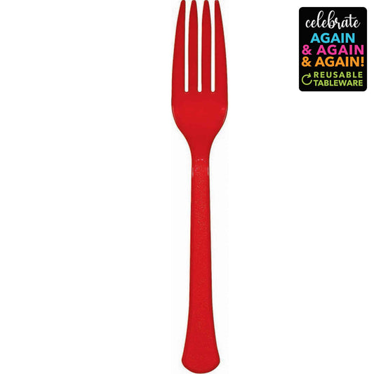 Premium Forks 20 Pack Apple Red - Extra Heavy Weight