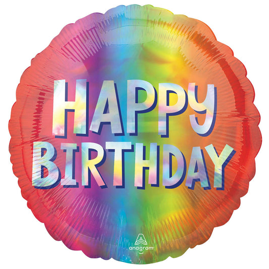 45cm Standard Happy Birthday Silver Ombre Holographic S55