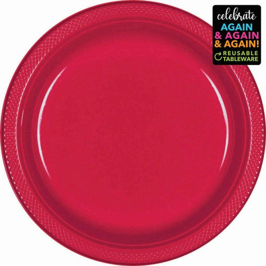 Premium Plastic Plates 17cm 20 Pack - Apple Red