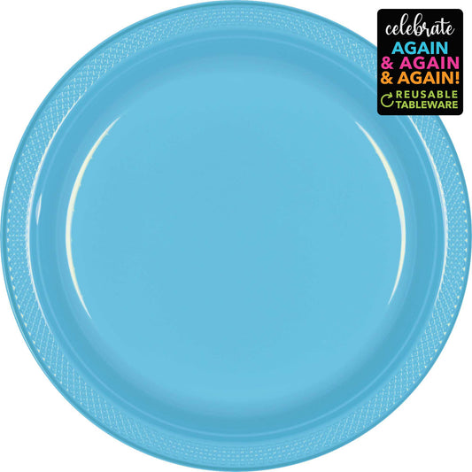 Premium Plastic Plates 17cm 20 Pack - Caribbean Blue