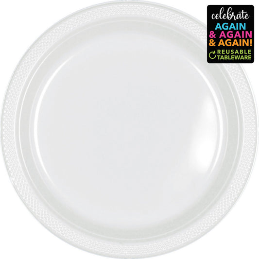 Premium Plastic Plates 23cm 20 Pack - Frosty White
