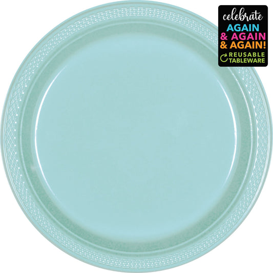 Premium Plastic Plates 23cm 20 Pack - Robin's Egg Blue