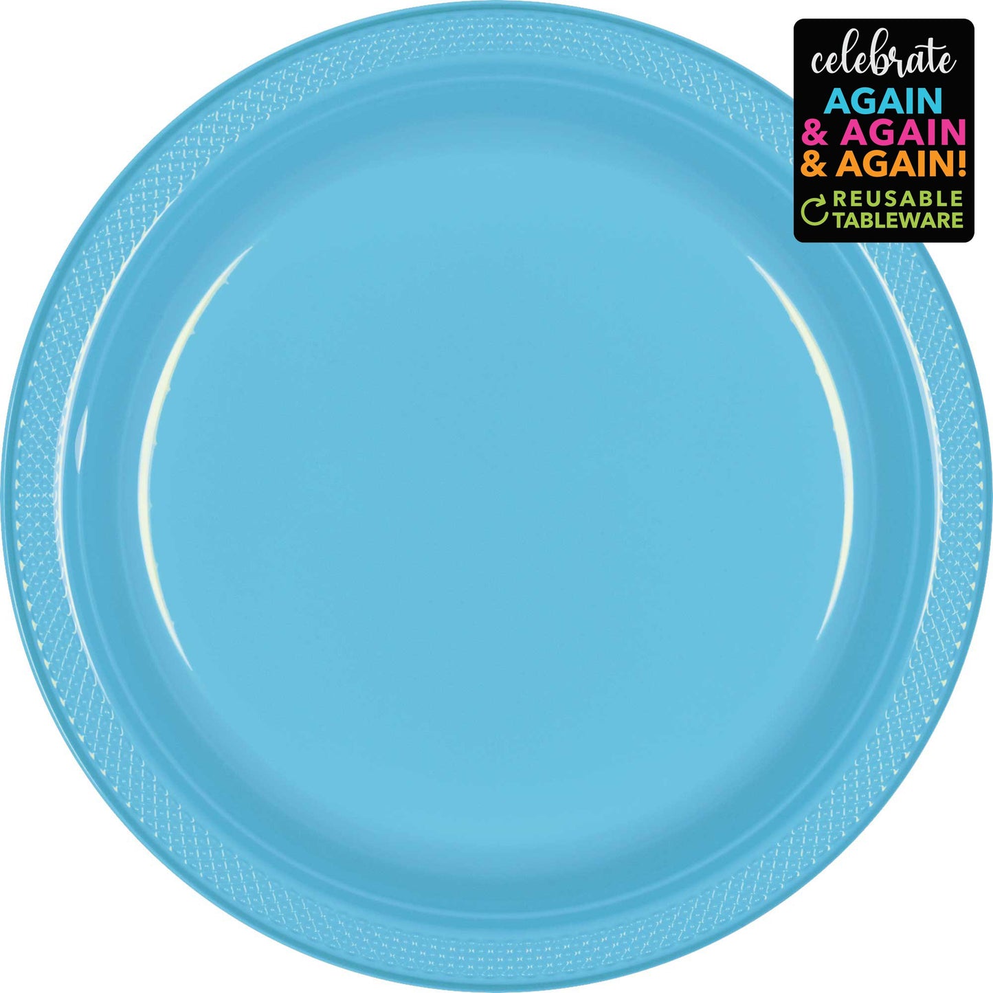 Premium Plastic Plates 23cm 20 Pack - Caribbean Blue