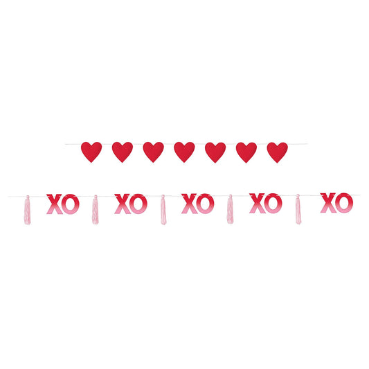 Valentine's XOXO with Tassels & Stuffed Hearts Banners