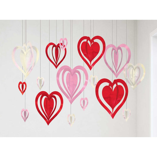 Hearts 3D Hanging String Decorations