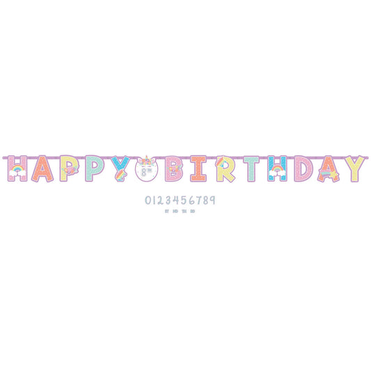 Unicorn Party Jumbo Add-An-Age Letter Banner Happy Birthday