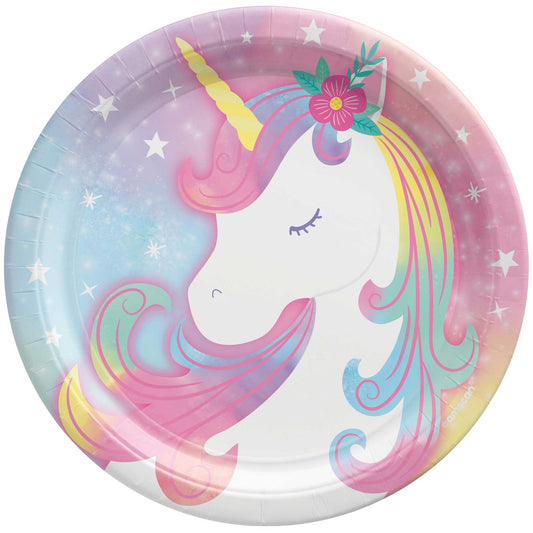 Enchanted Unicorn 17cm Round Paper Plates