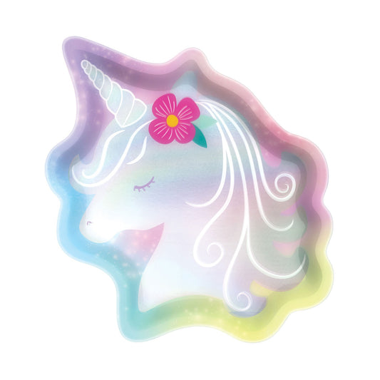 Enchanted Unicorn Iridescent Foil Shaped Paper Plates