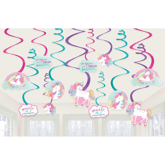 Enchanted Unicorn Spiral Swirls Hanging Decorations