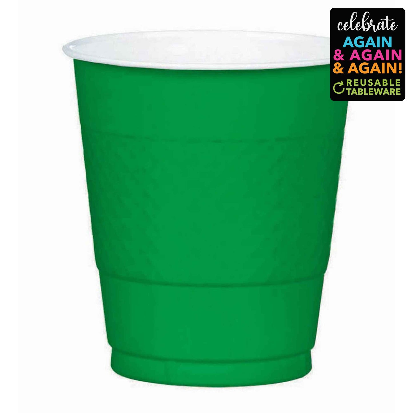 Premium Plastic Cups 355ml 20 Pack - Festive Green