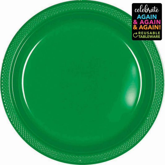 Premium Plastic Plates 17cm 20 Pack - Festive Green
