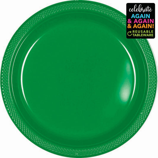 Premium Plastic Plates 23cm 20 Pack - Festive Green