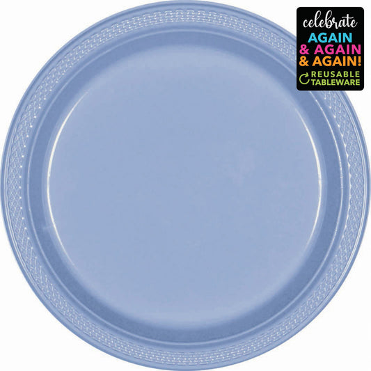 Premium Plastic Plates 23cm 20 Pack - Pastel Blue