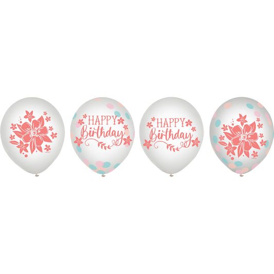 Free Spirit Happy Birthday 30cm Latex Balloons & Confetti