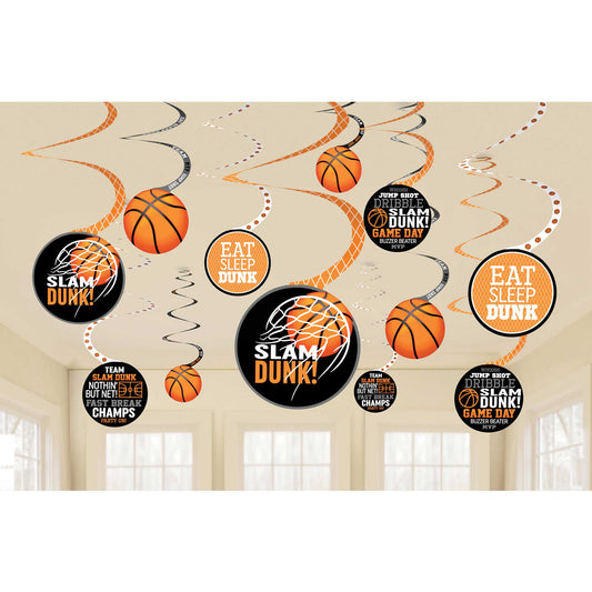 Nothin' But Net Basketball Spiral Hanging Decorations