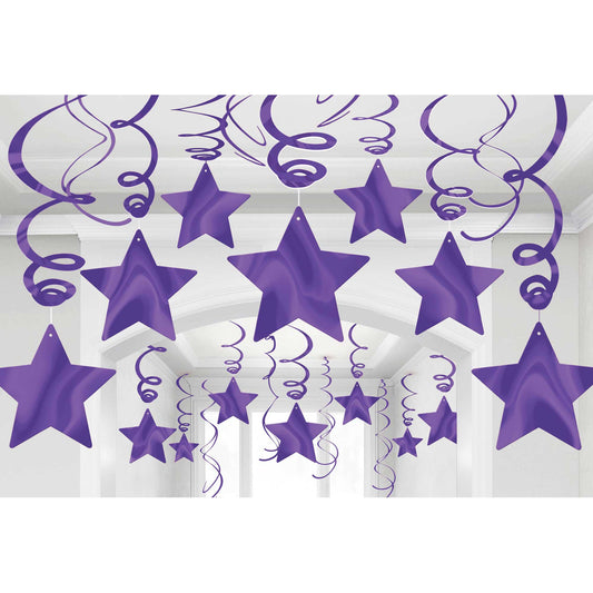 Shooting Stars Foil Mega Value Pack Swirl Decorations - New Purple