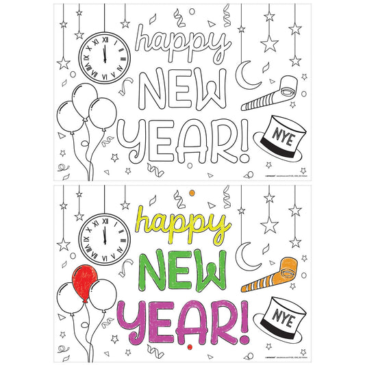 Happy New Year Colouring Activity Paper Placemats