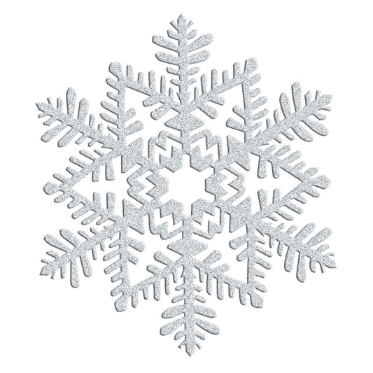 Snowflake Decoration Silver Glittered Plastic