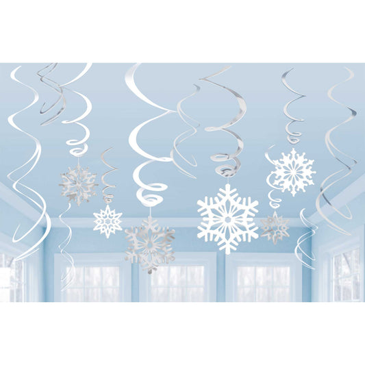 Snowflakes Hanging Foil Swirl Decorations