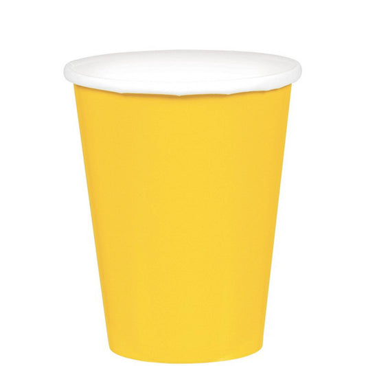 266ml Cups Paper 20 Pack - Yellow Sunshine