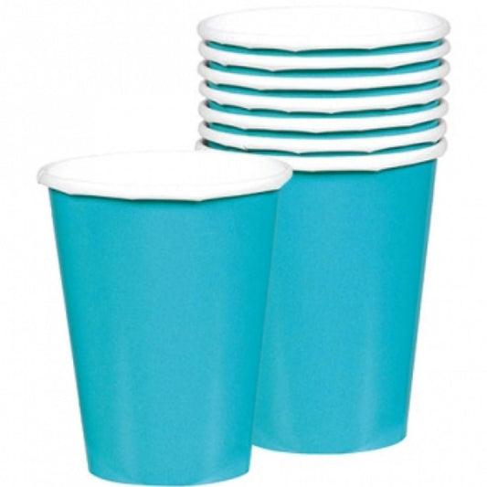 266ml Cups Paper 20 Pack - Caribbean Blue