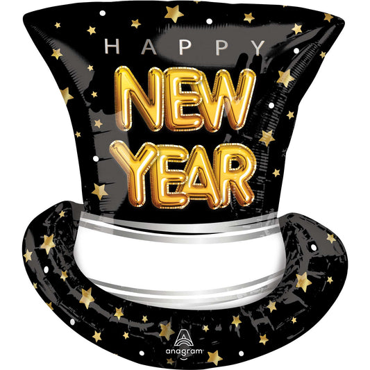 SuperShape XL Happy New Year Pop Clink Cheers Top Hat P35