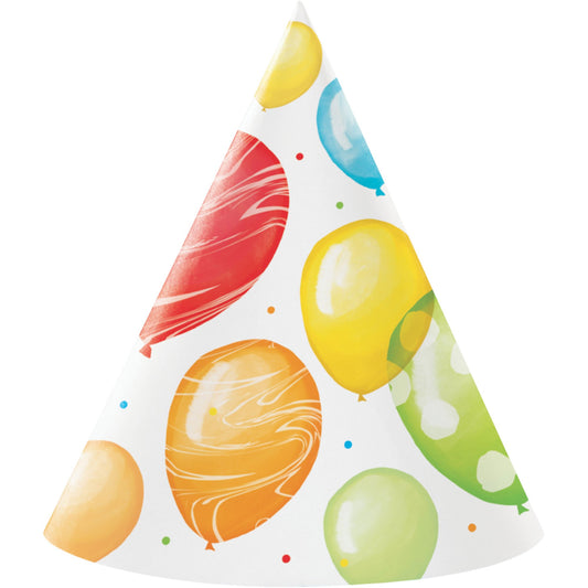 Balloon Bash Birthday Cone Shaped Party Hats