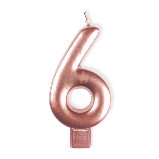 Candle Numeral Moulded Rose Gold #6