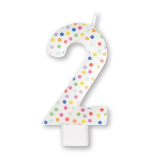 Candle Numeral Moulded Rainbow Dots #2
