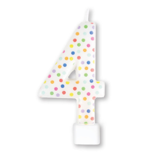 Candle Numeral Moulded Rainbow Dots #4