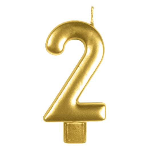 Candle Numeral Moulded Gold #2