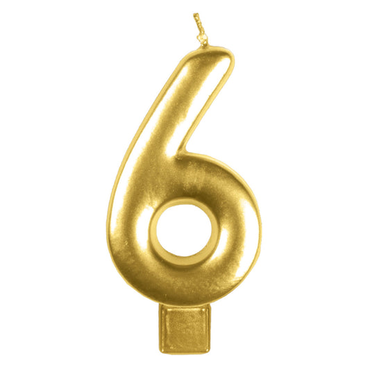 Candle Numeral Moulded Gold #6