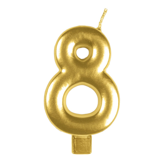 Candle Numeral Moulded Gold #8