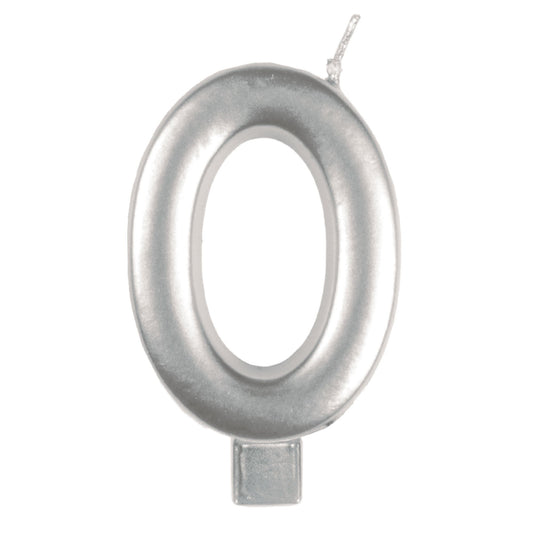 Candle Numeral Moulded Silver #0