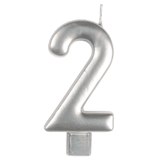 Candle Numeral Moulded Silver #2