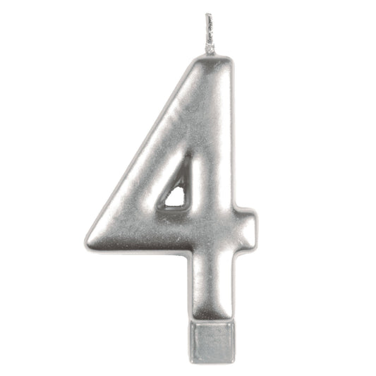 Candle Numeral Moulded Silver #4