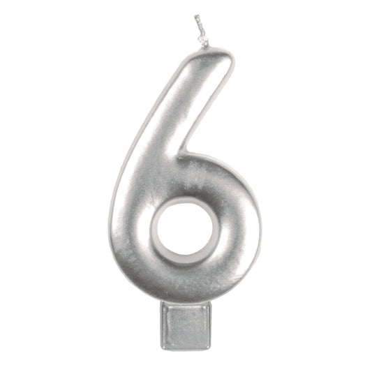 Candle Numeral Moulded Silver #6