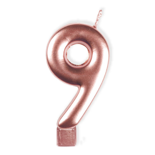 Candle Numeral Moulded Rose Gold #9