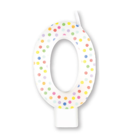 Candle Numeral Moulded Rainbow Dots #0