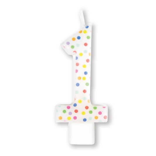 Candle Numeral Moulded Rainbow Dots #1