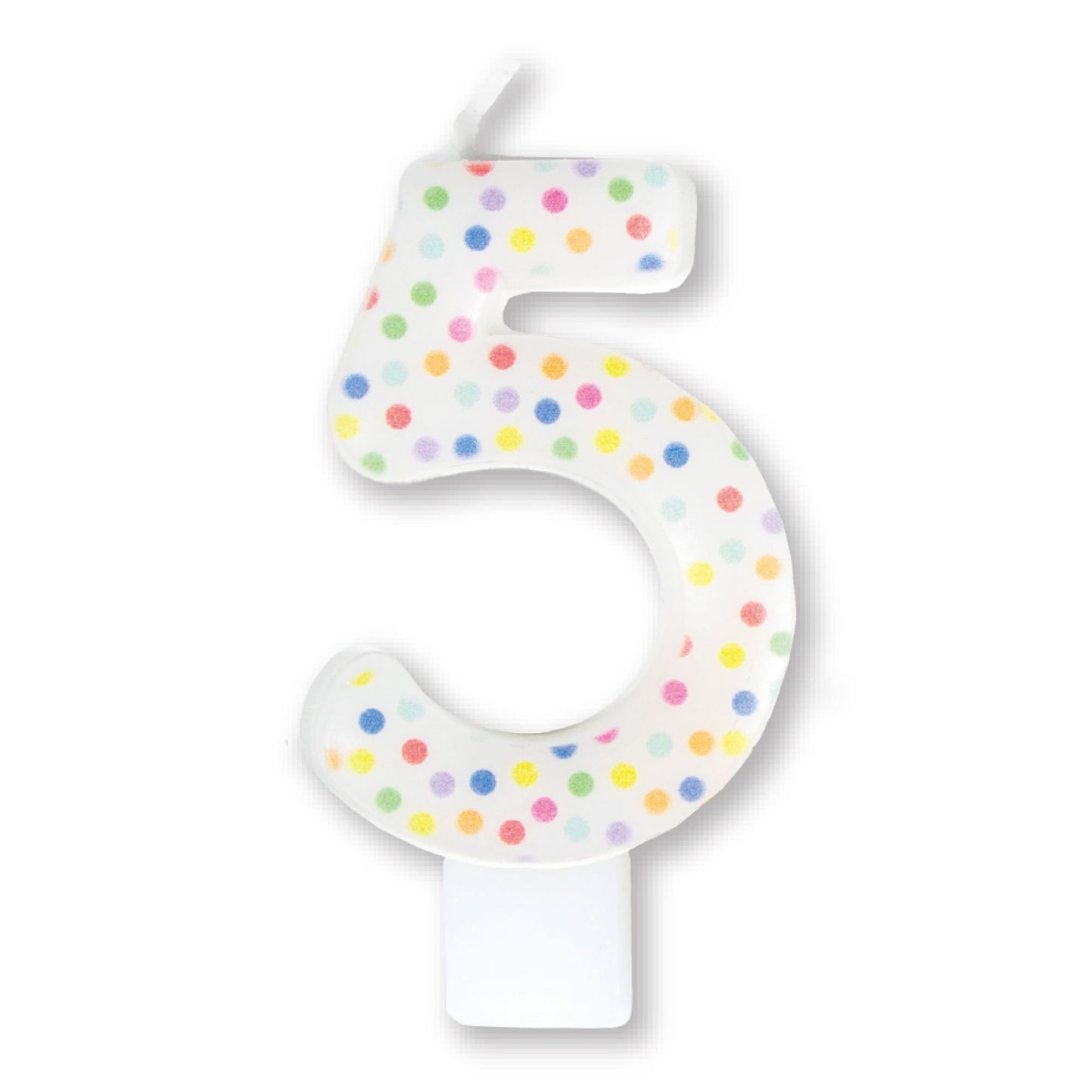 Candle Numeral Moulded Rainbow Dots #5