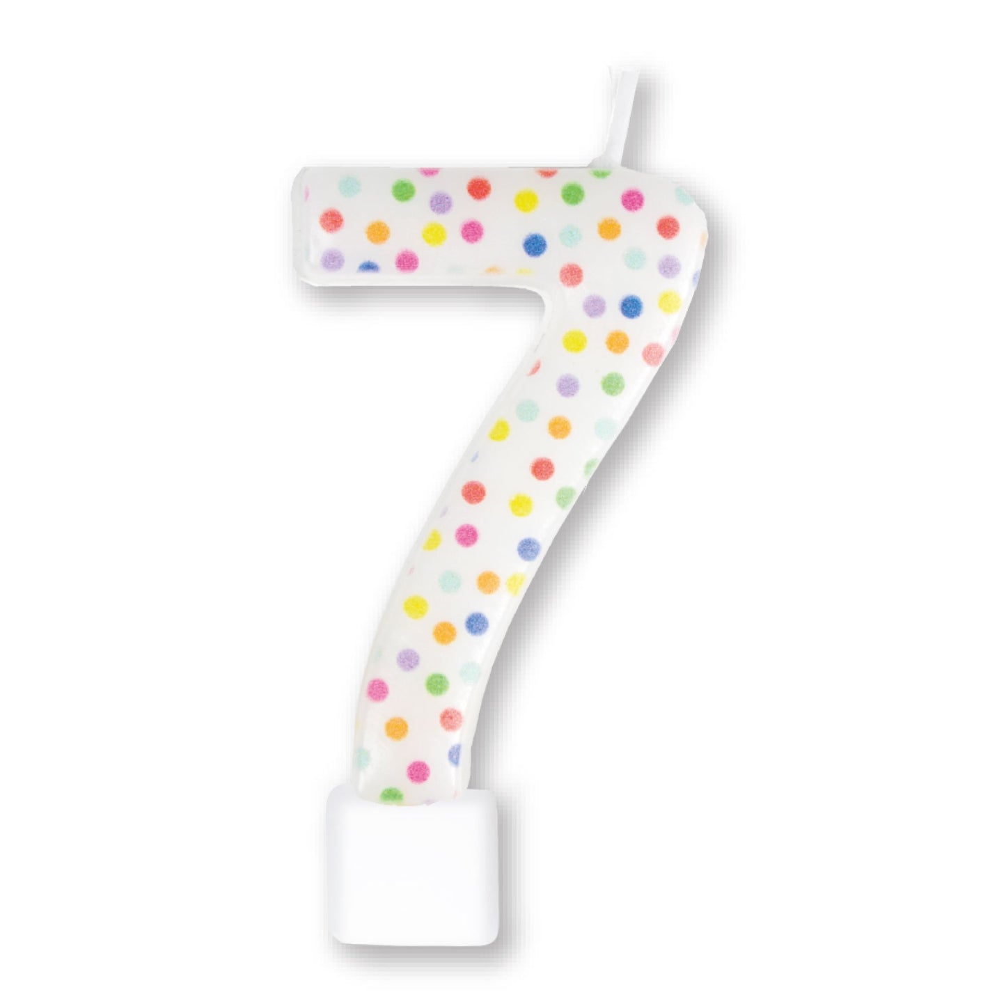 Candle Numeral Moulded Rainbow Dots #7