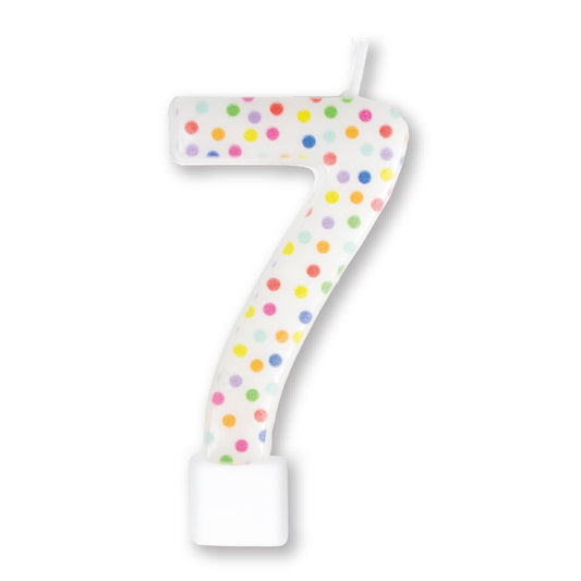 Candle Numeral Moulded Rainbow Dots #7