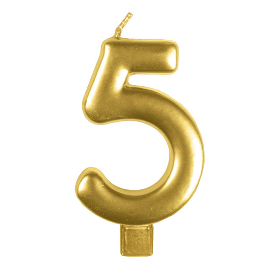 Candle Numeral Moulded Gold #5