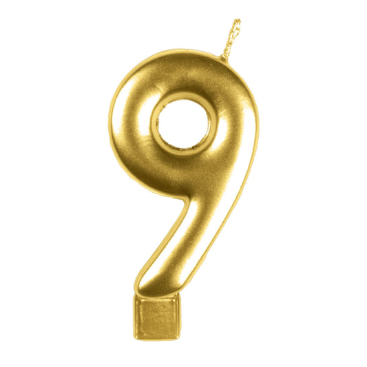 Candle Numeral Moulded Gold #9