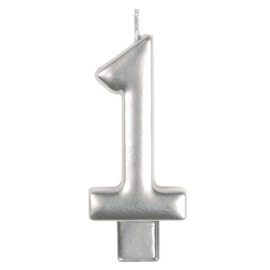 Candle Numeral Moulded Silver #1