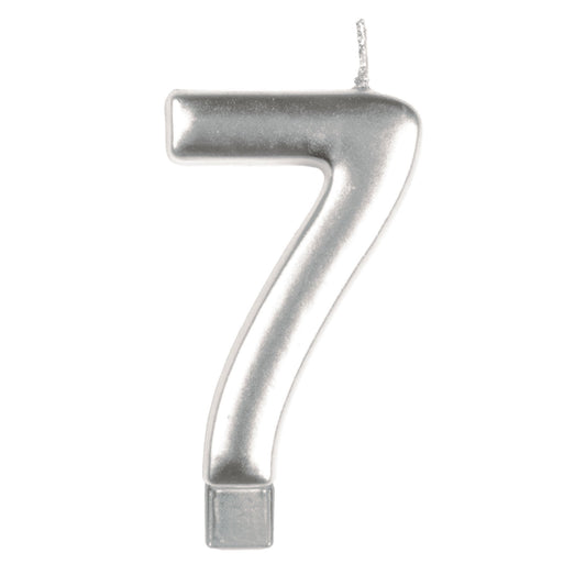 Candle Numeral Moulded Silver #7