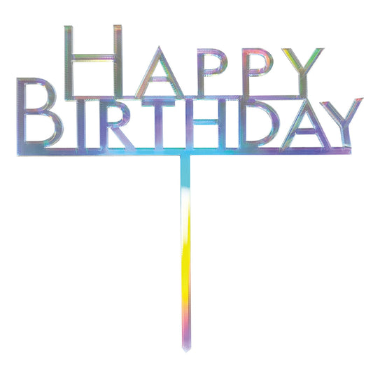 Cake Topper Pick Happy Birthday Rainbow Acrylic