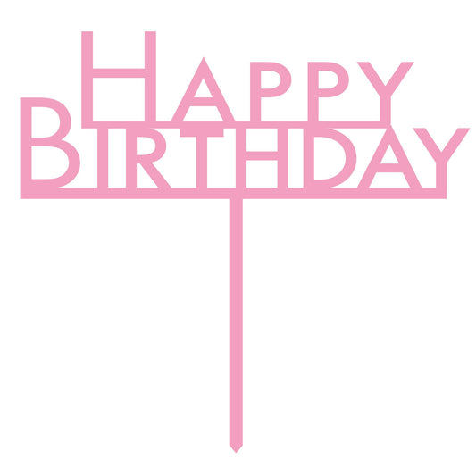 Cake Topper Pick Happy Birthday New Pink Acrylic