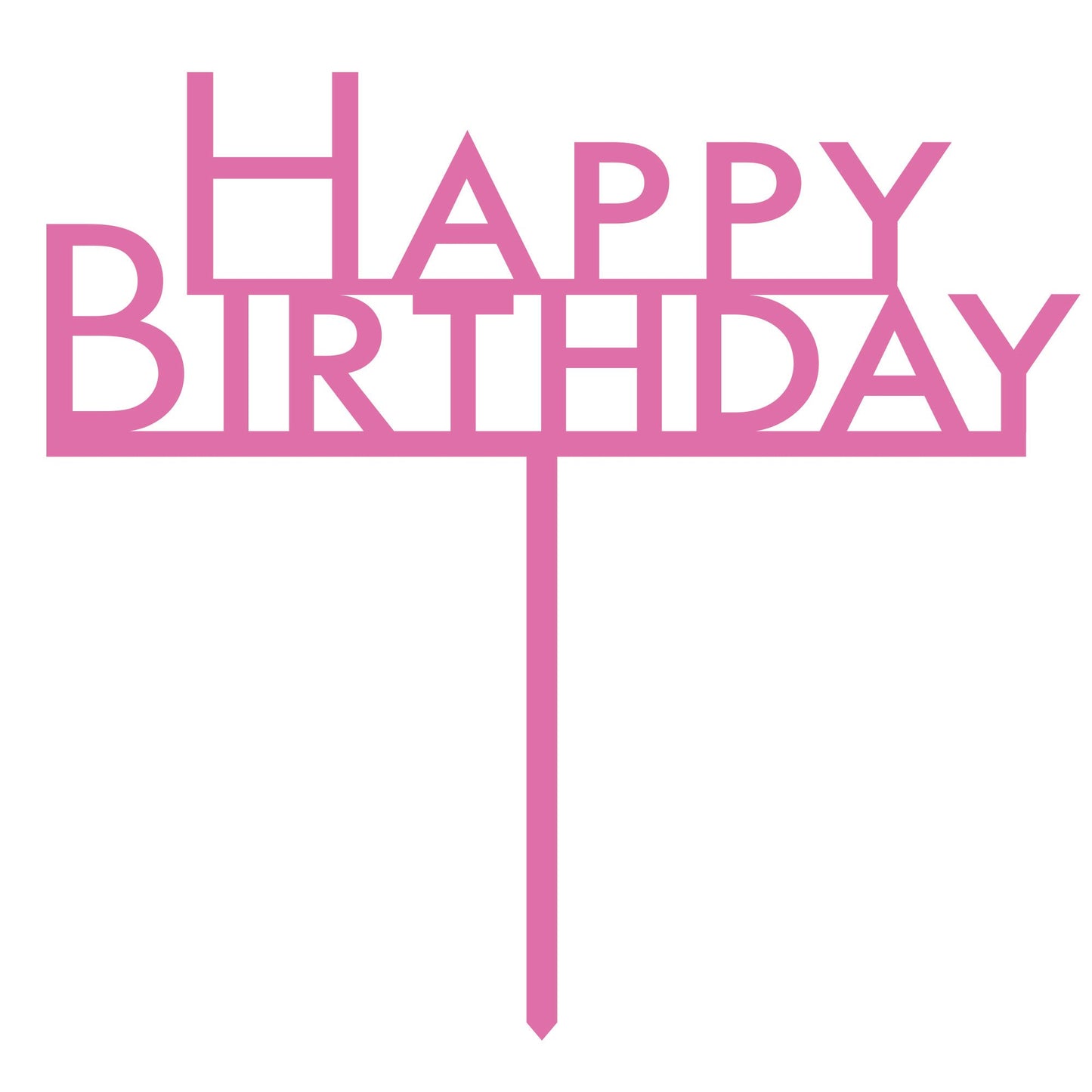 Cake Topper Pick Happy Birthday Bright Pink Acrylic